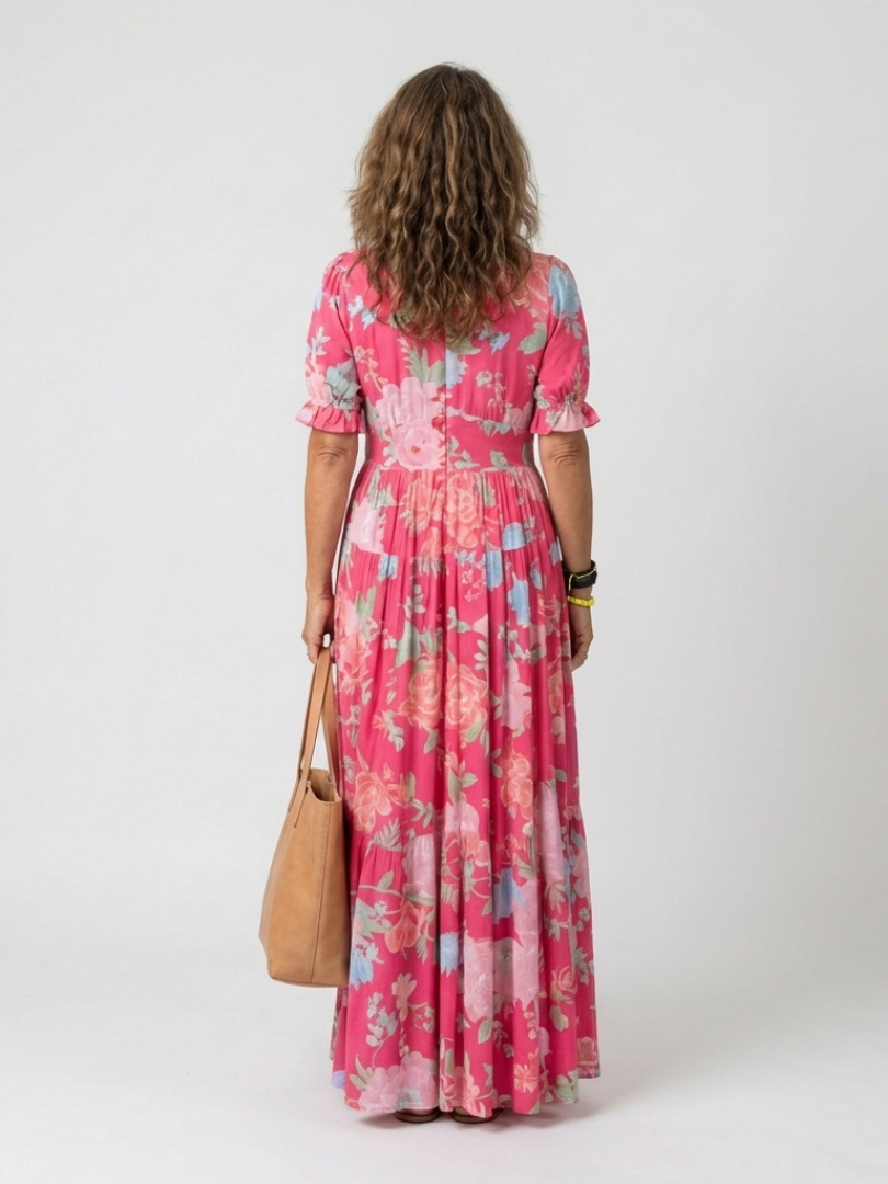 Adelisse - Vestido largo plisado con estampado floral