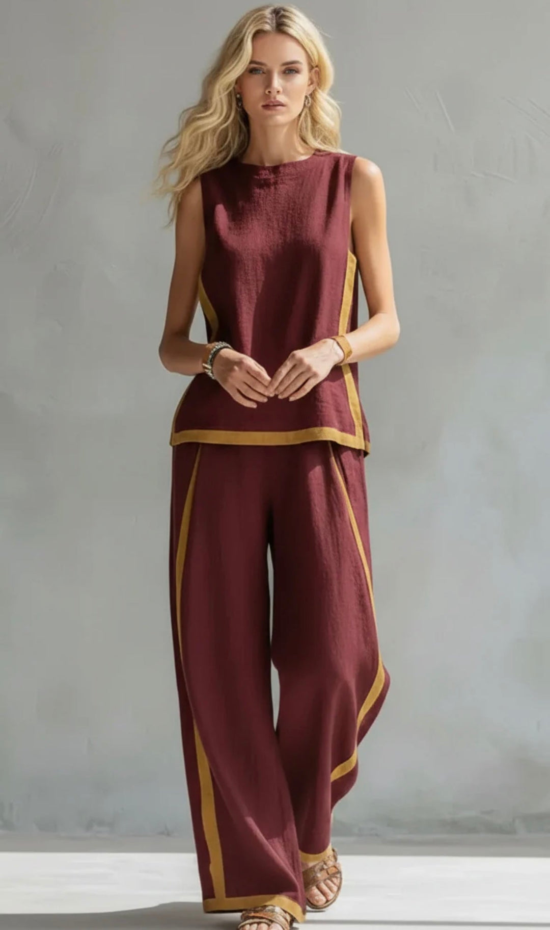 Quella - Conjunto de top y pantalón fluido