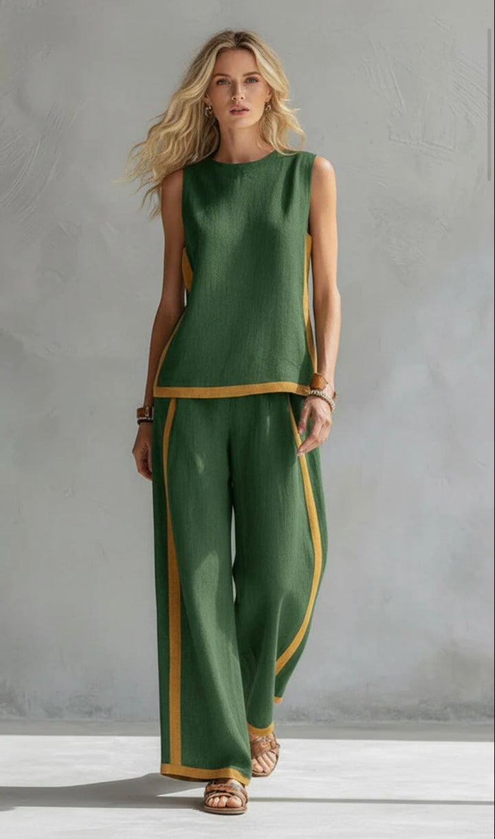Quella - Conjunto de top y pantalón fluido