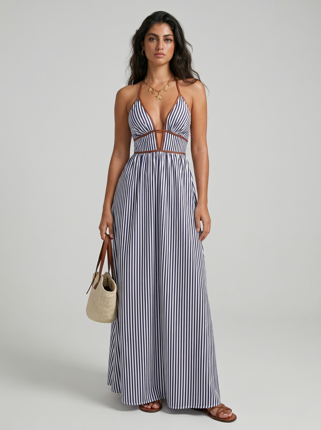 Lilliet - Maxivestido escultural con escote halter
