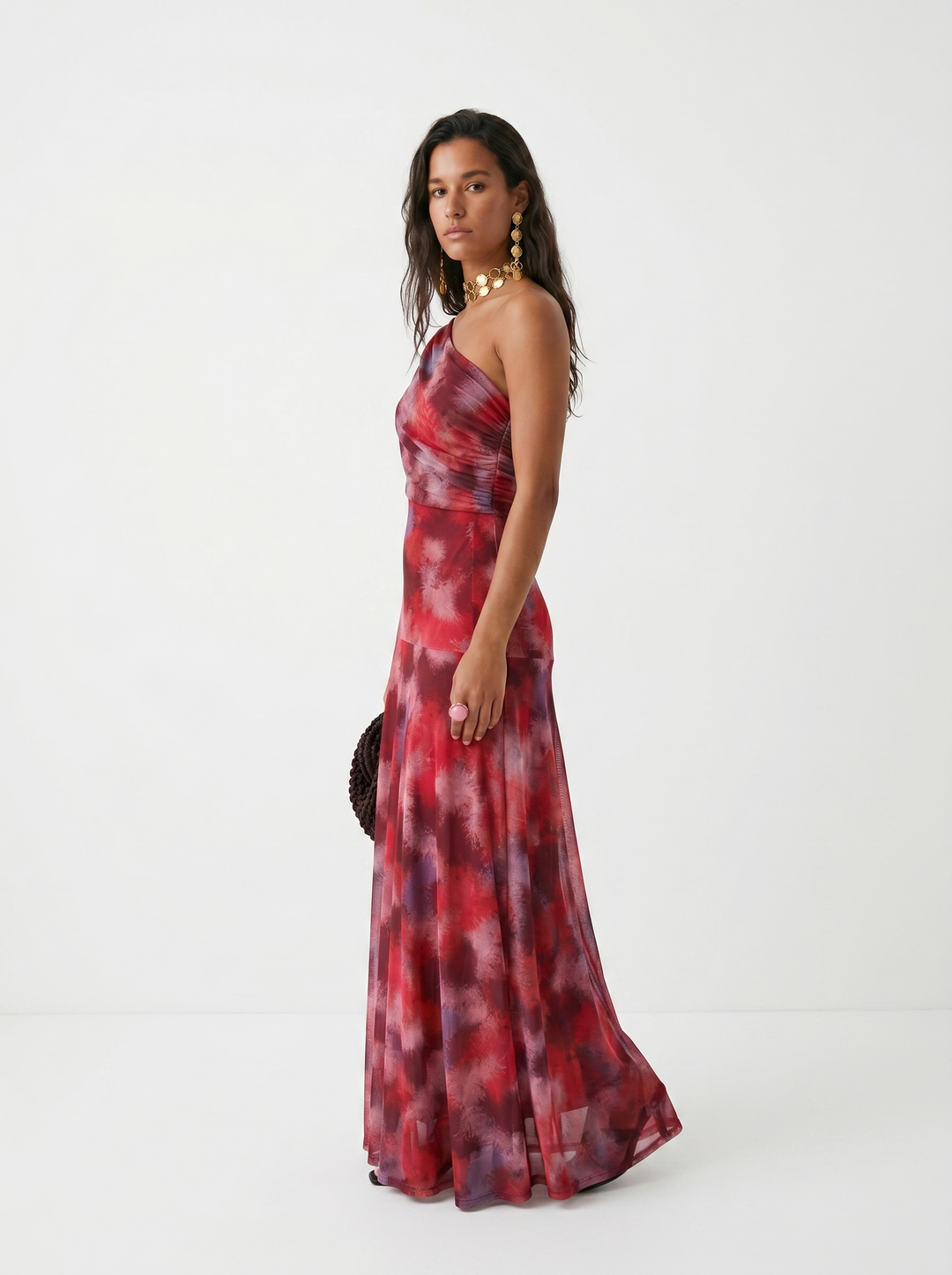 Kaida - Vestido drapeado con escote bardot
