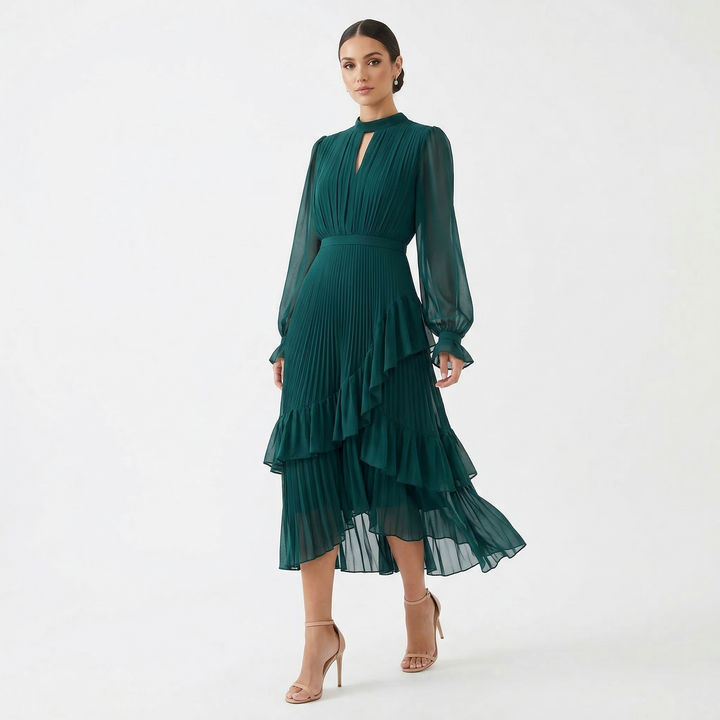 Kiana - Vestido de noche plisado y escultural