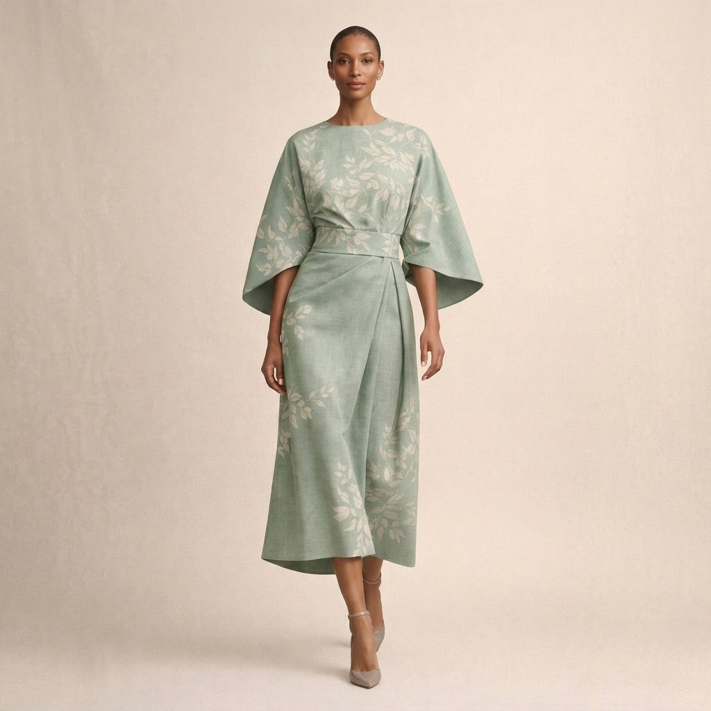 Evarin - Vestido midi floral de tacto suave