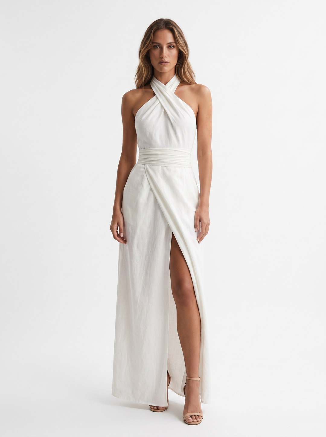 Novalyn - Vestido de noche escultural con escote halter
