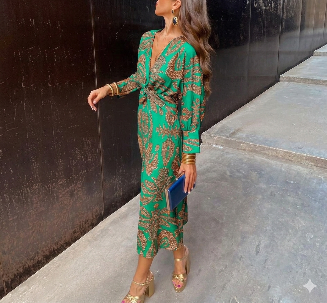 Blaire - Vestido midi elegante con escote en V