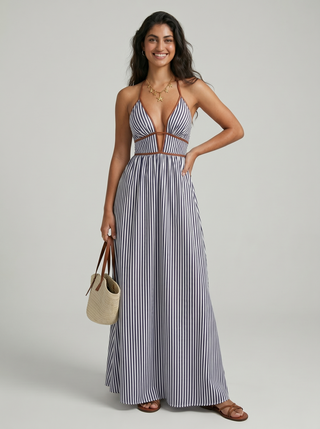 Lilliet - Maxivestido escultural con escote halter
