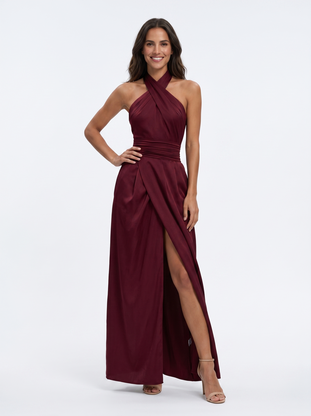 Novalyn - Vestido de noche escultural con escote halter