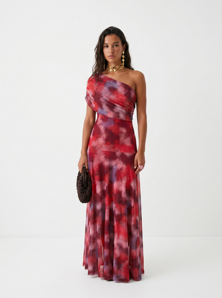 Kaida - Vestido drapeado con escote bardot