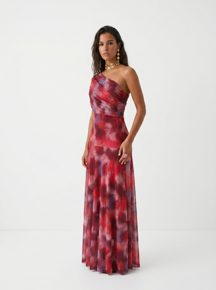 Kaida - Vestido drapeado con escote bardot