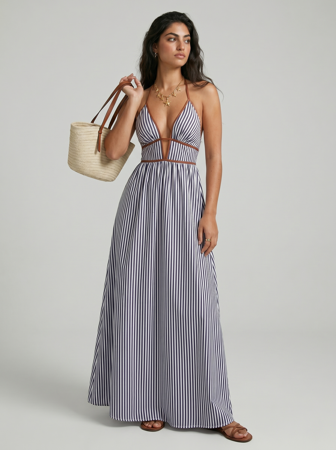 Lilliet - Maxivestido escultural con escote halter