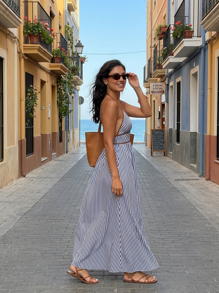 Lilliet - Maxivestido escultural con escote halter