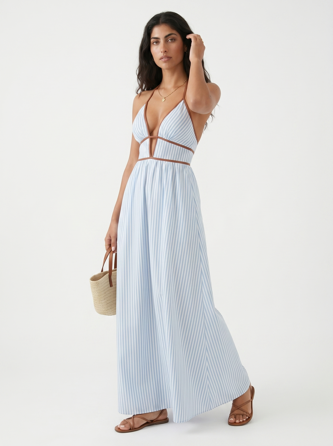 Lilliet - Maxivestido escultural con escote halter
