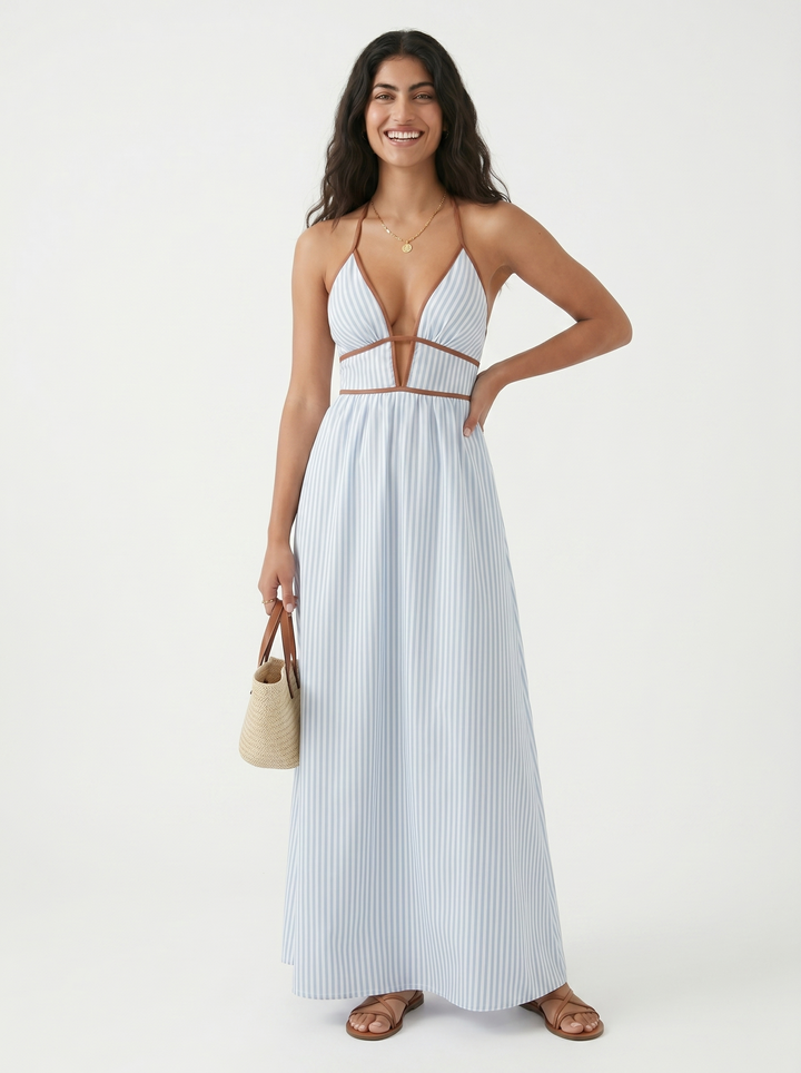Lilliet - Maxivestido escultural con escote halter