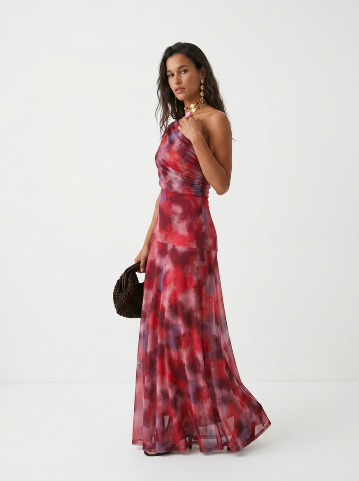 Kaida - Vestido drapeado con escote bardot