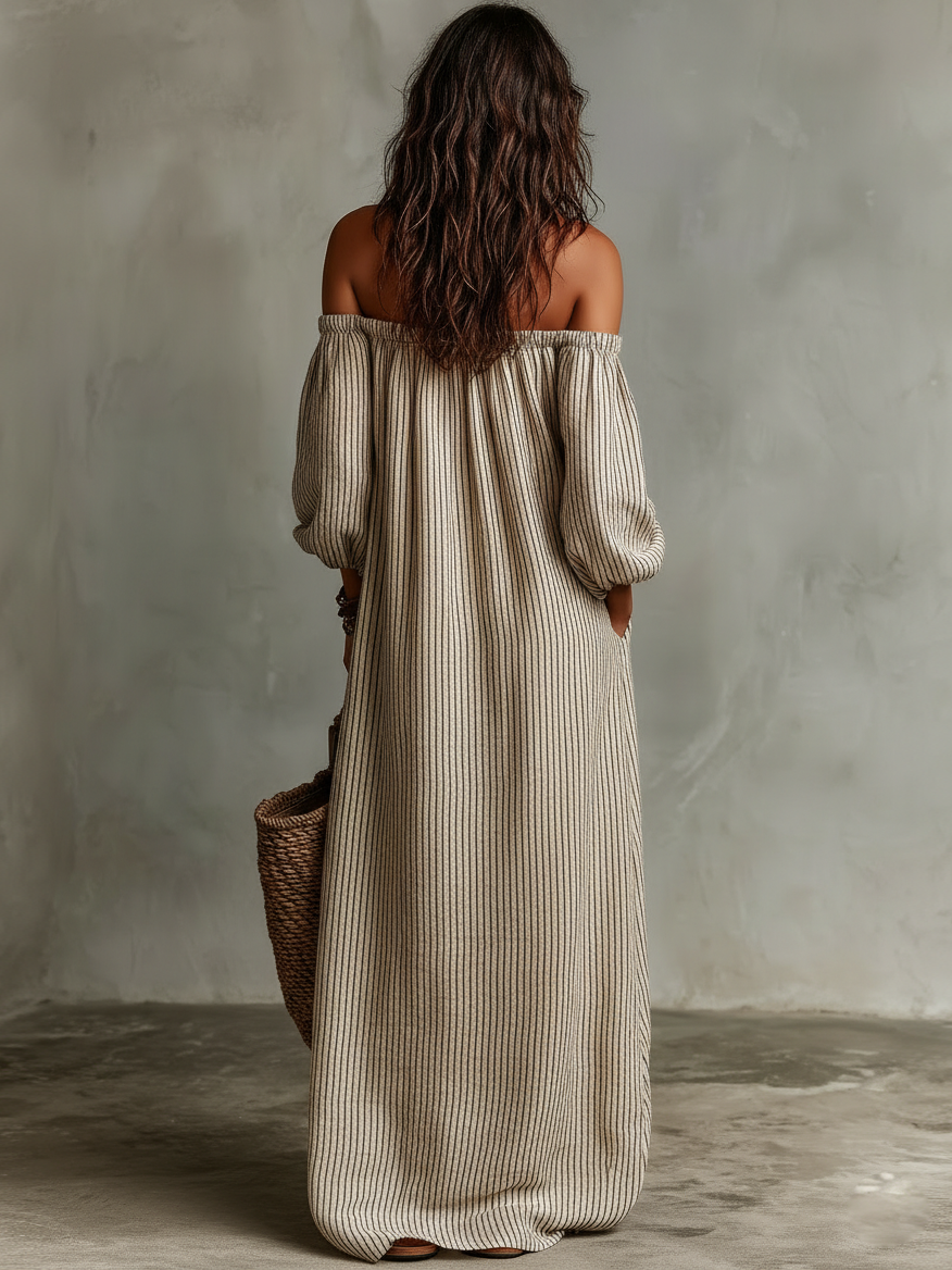 Devra - Maxivestido fresco con hombros descubiertos