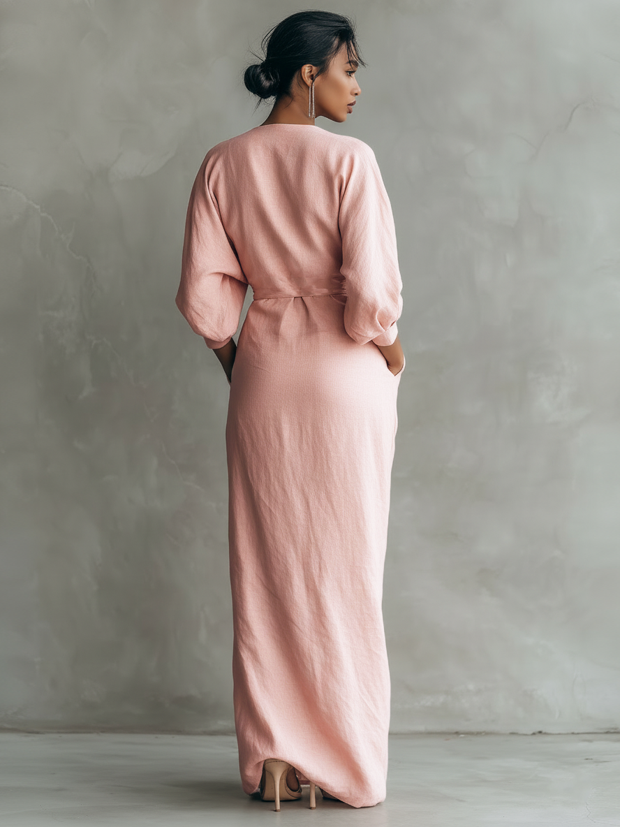 Ariana - Vestido maxi de lino elegante