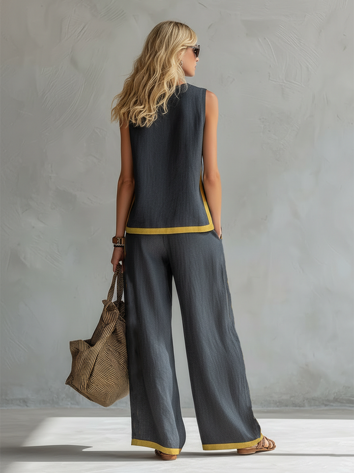 Quella - Conjunto de top y pantalón fluido