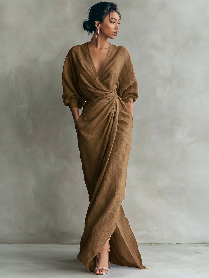 Ariana - Vestido maxi de lino elegante