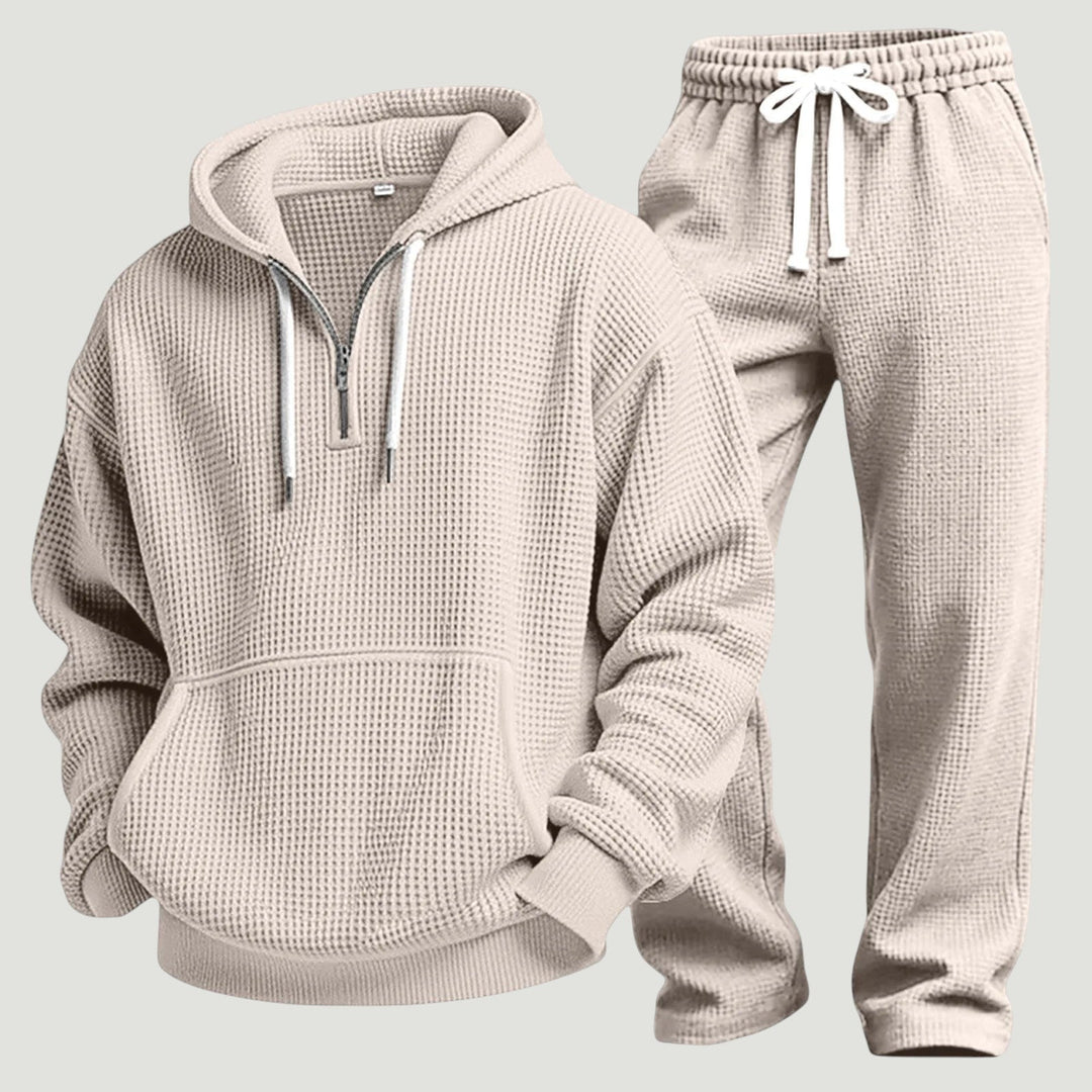 Osric - Conjunto de sudadera en tejido waffle y pantalón jogger