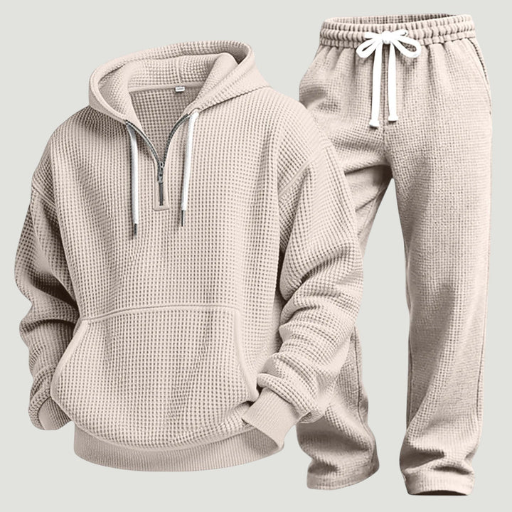 Osric - Conjunto de sudadera en tejido waffle y pantalón jogger