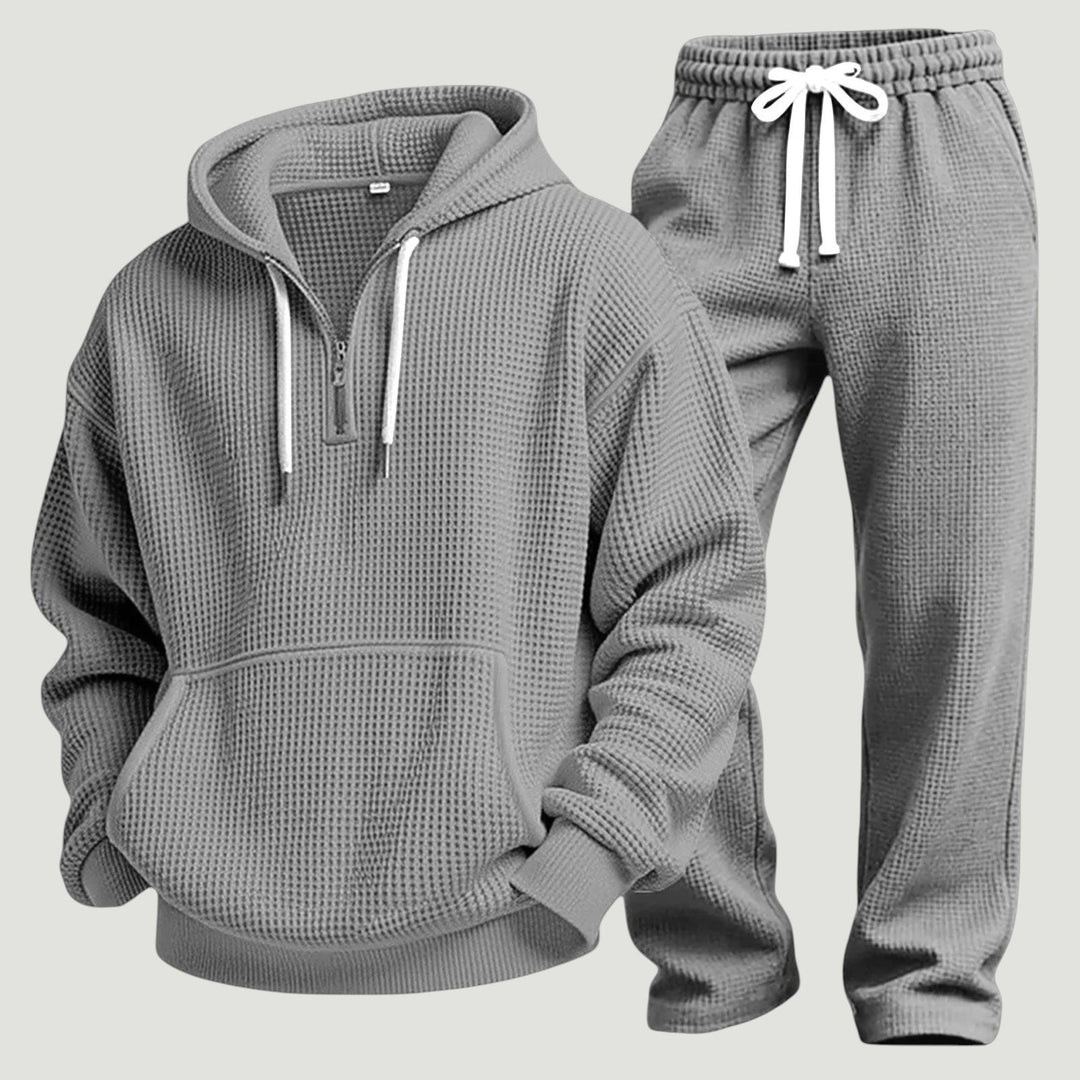 Osric - Conjunto de sudadera en tejido waffle y pantalón jogger