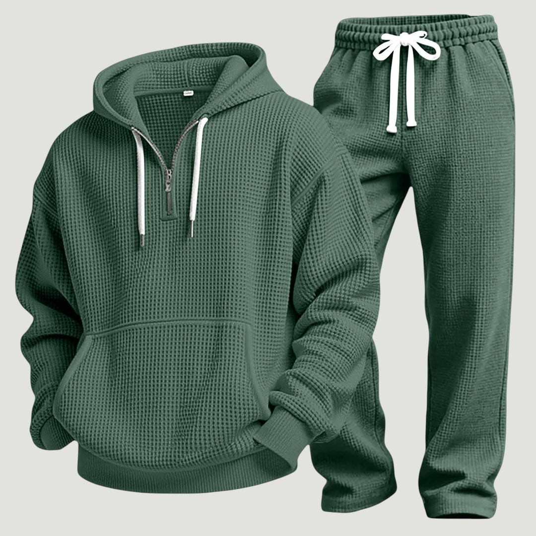 Osric - Conjunto de sudadera en tejido waffle y pantalón jogger