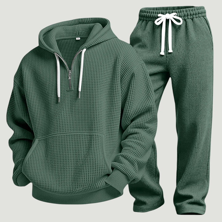 Osric - Conjunto de sudadera en tejido waffle y pantalón jogger
