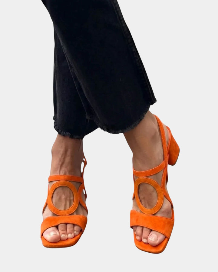 Florette - Sandalias de tacón de bloque con tiras caladas