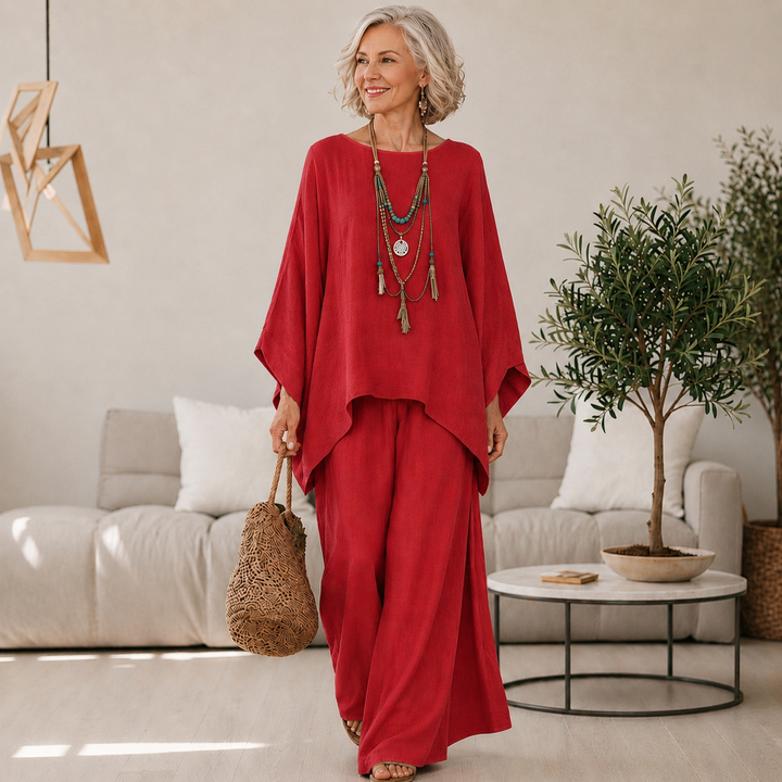 Annisette - Conjunto de dos piezas con pantalón de pierna ancha y tacto suave