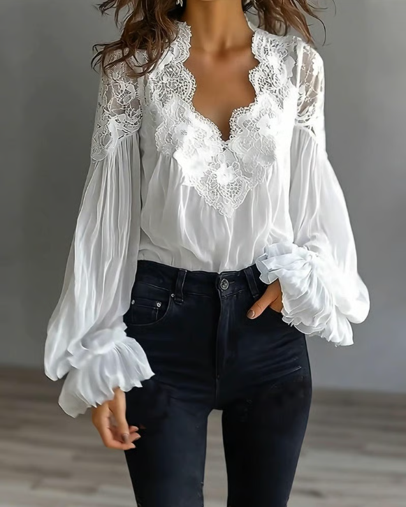 Briseis - Blusa de encaje de manga larga