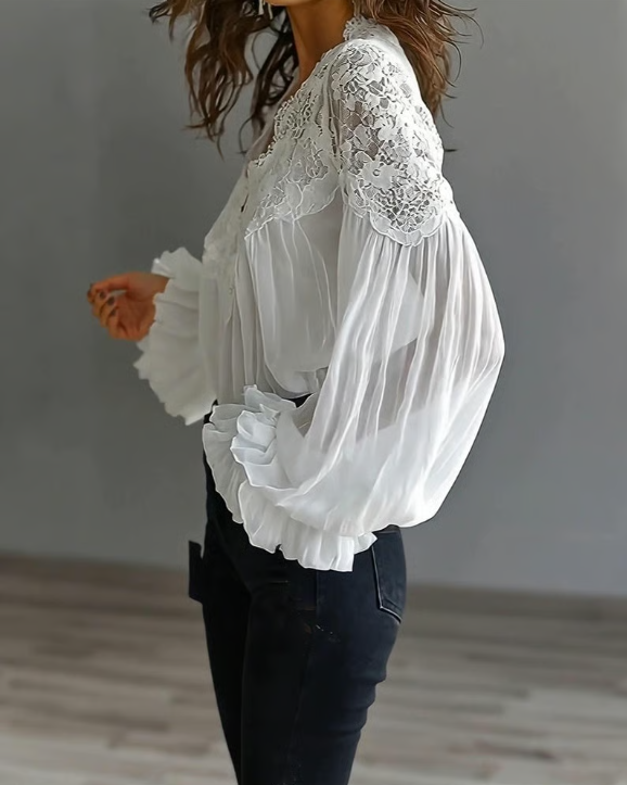 Briseis - Blusa de encaje de manga larga