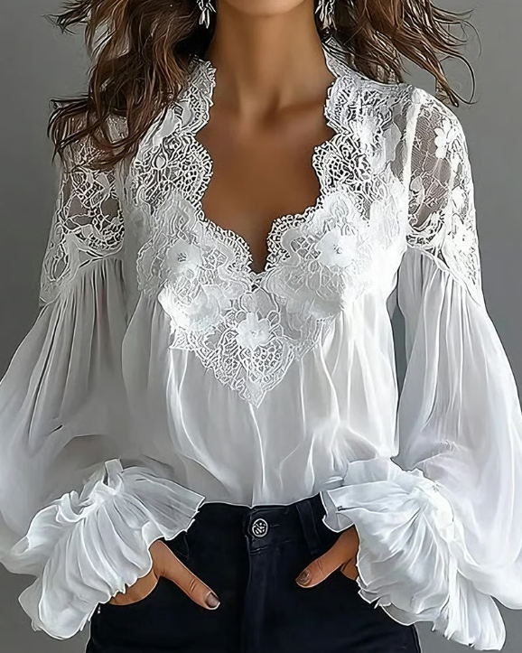 Briseis - Blusa de encaje de manga larga