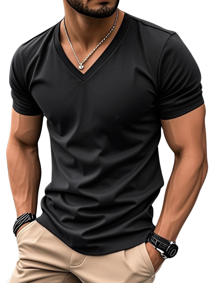 Trevor - Playera de cuello en V suave al tacto
