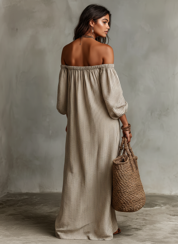 Devra - Maxivestido fresco con hombros descubiertos