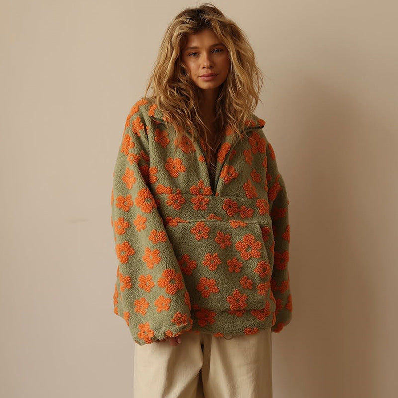 Clemency - Suéter abrigador con forro estampado floral