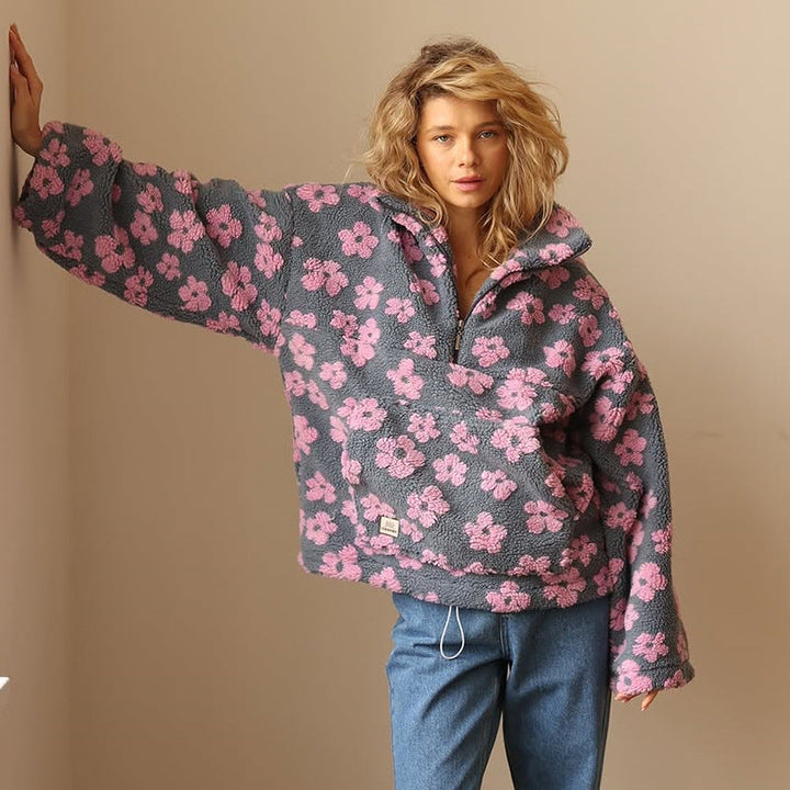 Clemency - Suéter abrigador con forro estampado floral