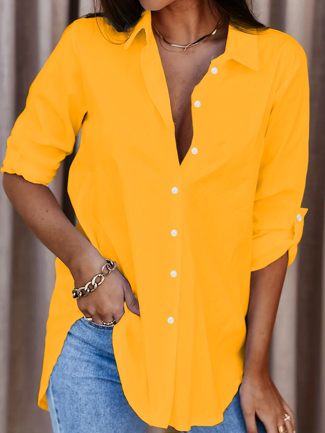 Saskia - Camisa con cuello de solapa de tacto suave