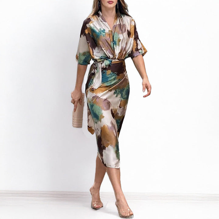Jelyra - Vestido midi cruzado satinado