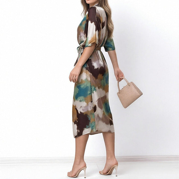 Jelyra - Vestido midi cruzado satinado