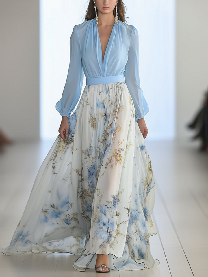 Haislin - Vestido maxi fluido floral