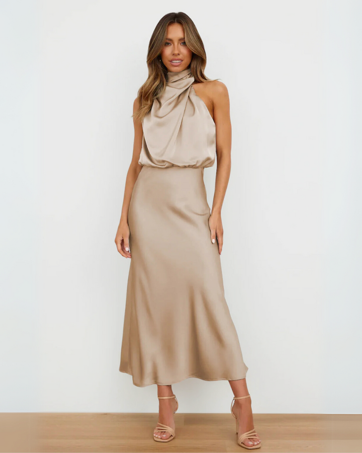 Melira - Maxivestido de cuello alto majestuoso