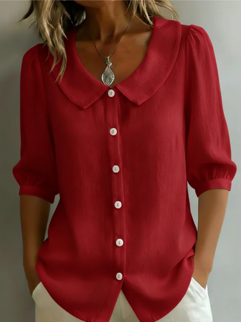 Velise - Blusa abotonada al frente y suave al tacto