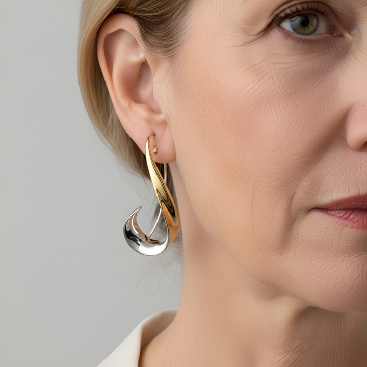 Norali - Aretes colgantes elegantes bicolores