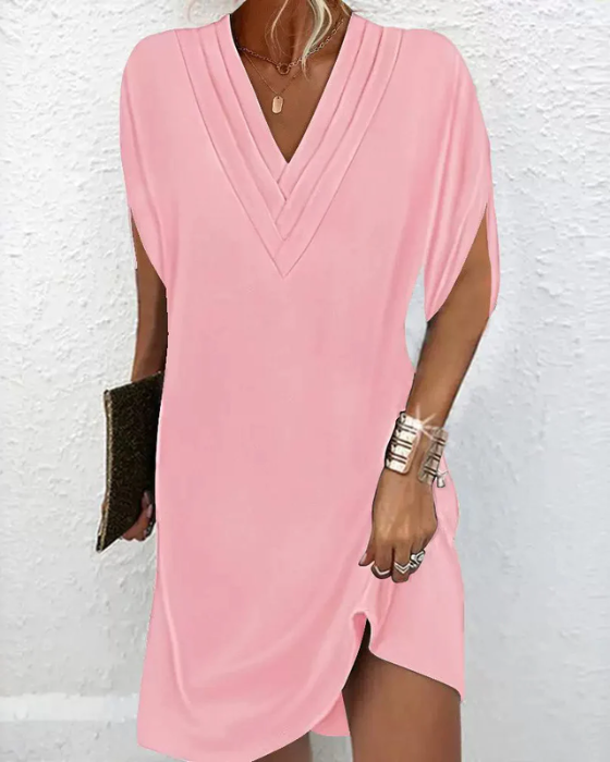 Adora - Vestido de tacto suave con detalle cruzado y escote en V