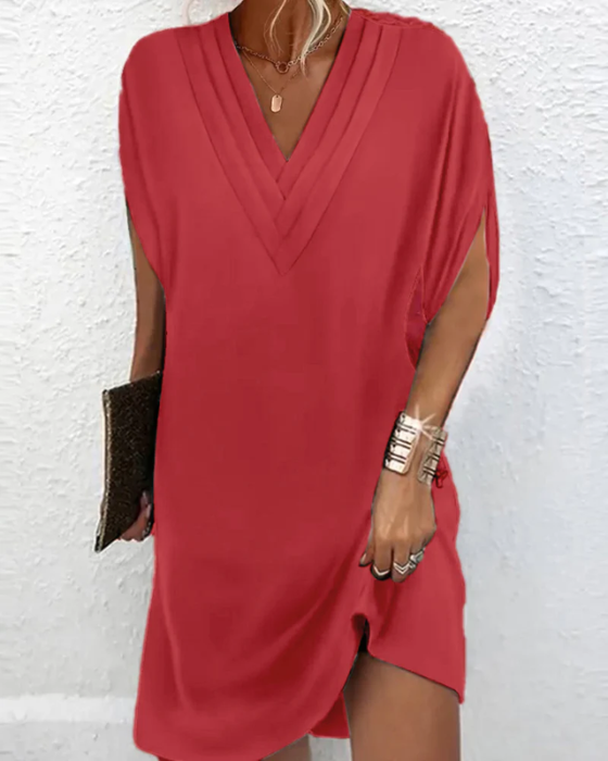 Adora - Vestido de tacto suave con detalle cruzado y escote en V