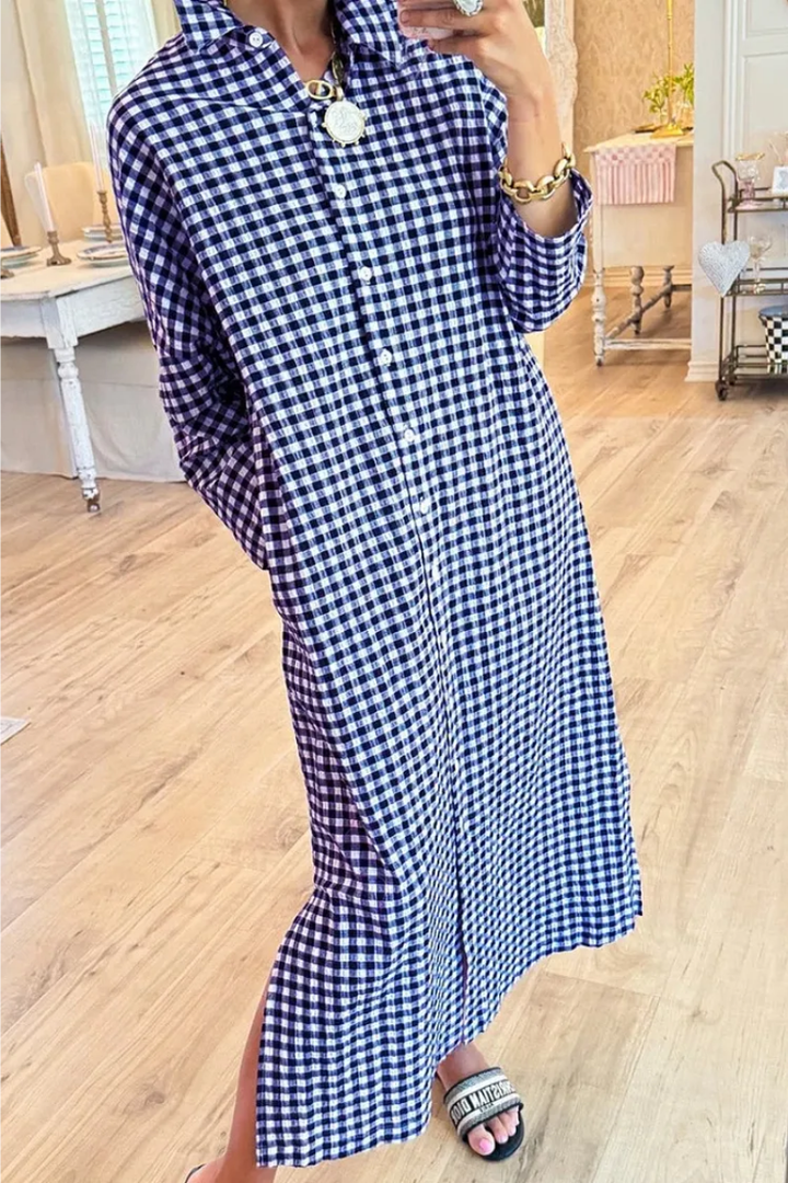 Eveloria - Vestido camisero a cuadros premium
