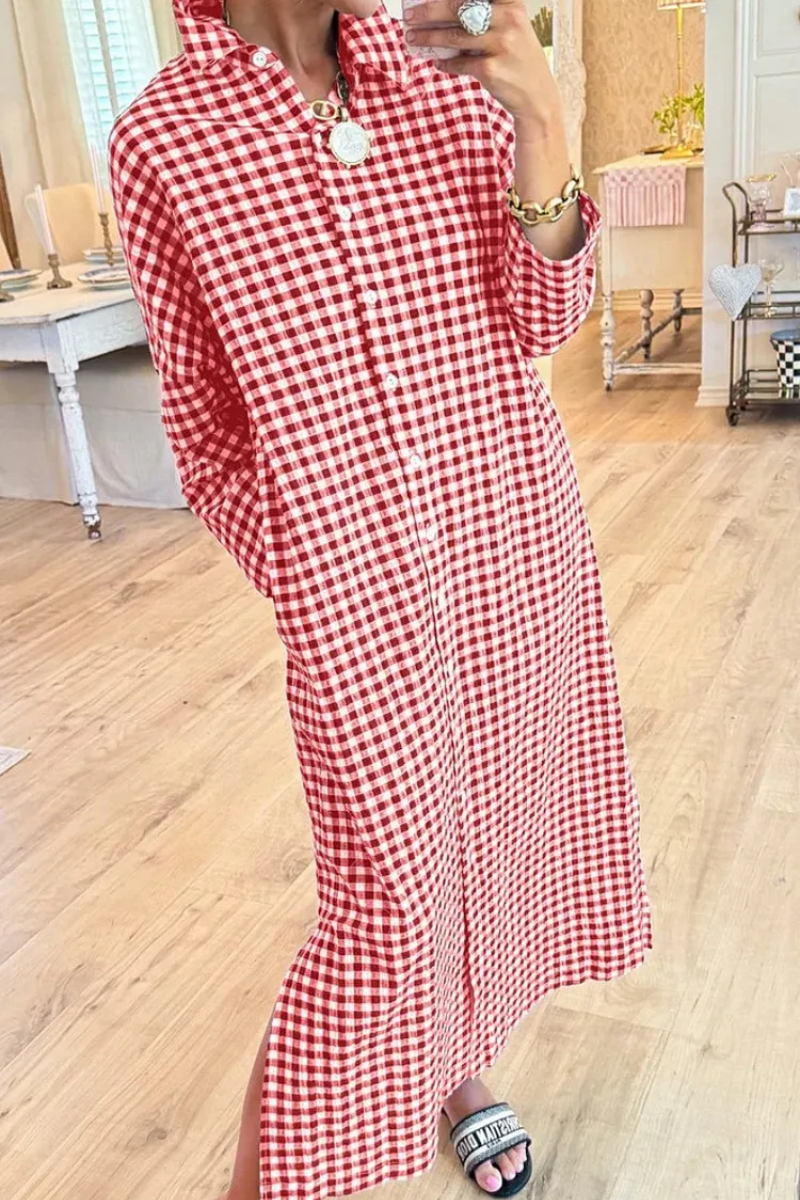 Eveloria - Vestido camisero a cuadros premium