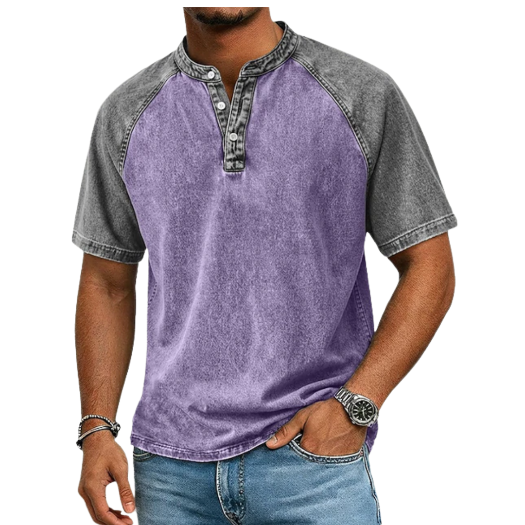 Edgehill - Playera Henley con lavado vintage