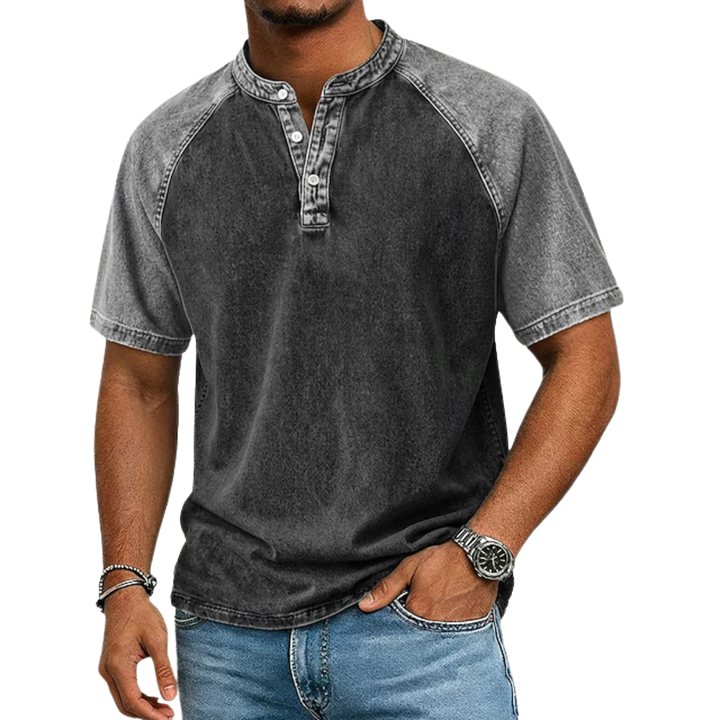 Edgehill - Playera Henley con lavado vintage