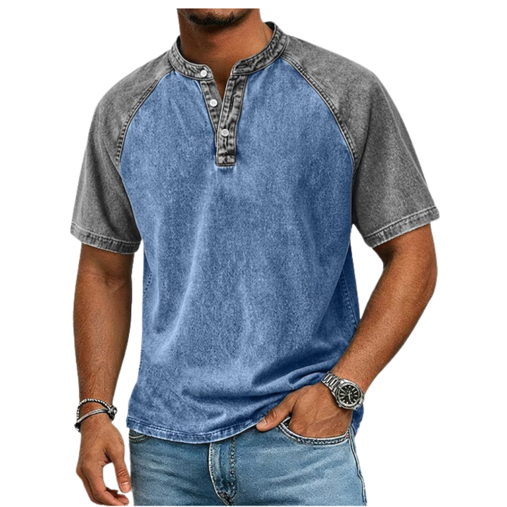 Edgehill - Playera Henley con lavado vintage